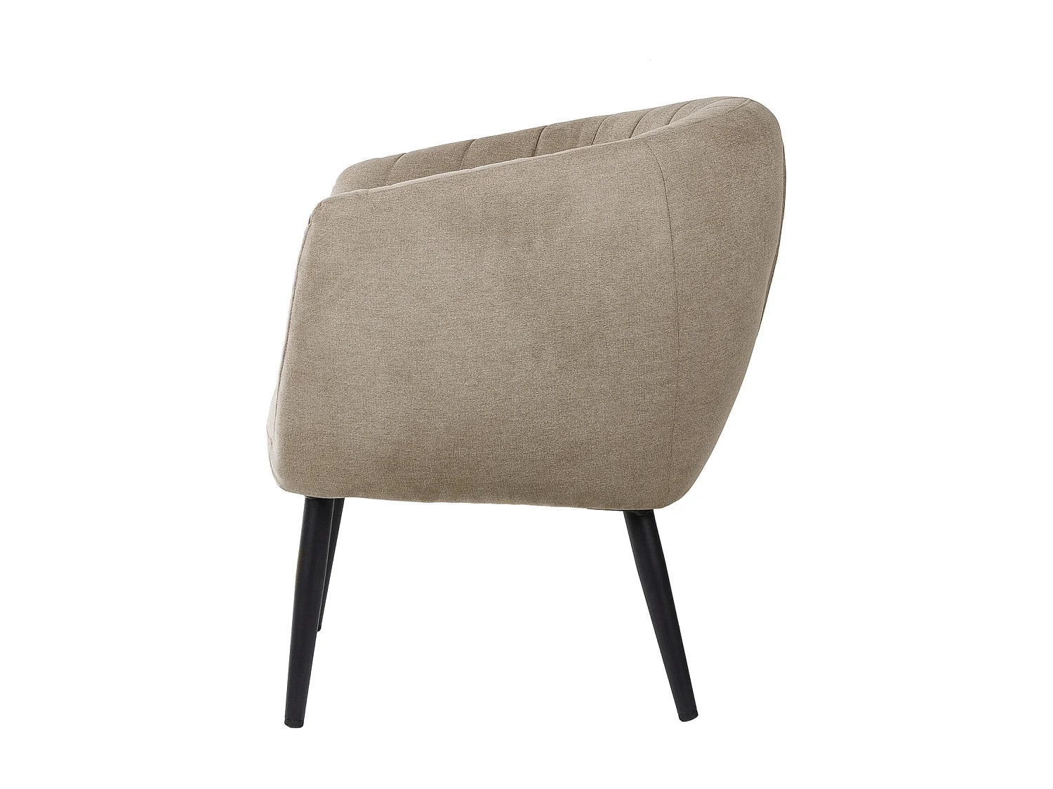 Fauteuil confortable tissu marron clair et pieds métal noir Vina 68cm