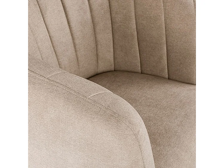 Fauteuil confortable tissu marron clair et pieds métal noir Vina 68cm