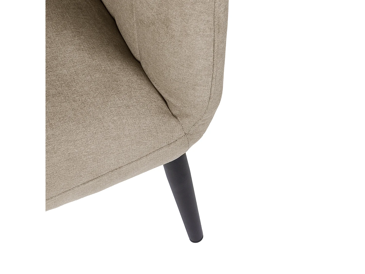 Fauteuil confortable tissu marron clair et pieds métal noir Vina 68cm