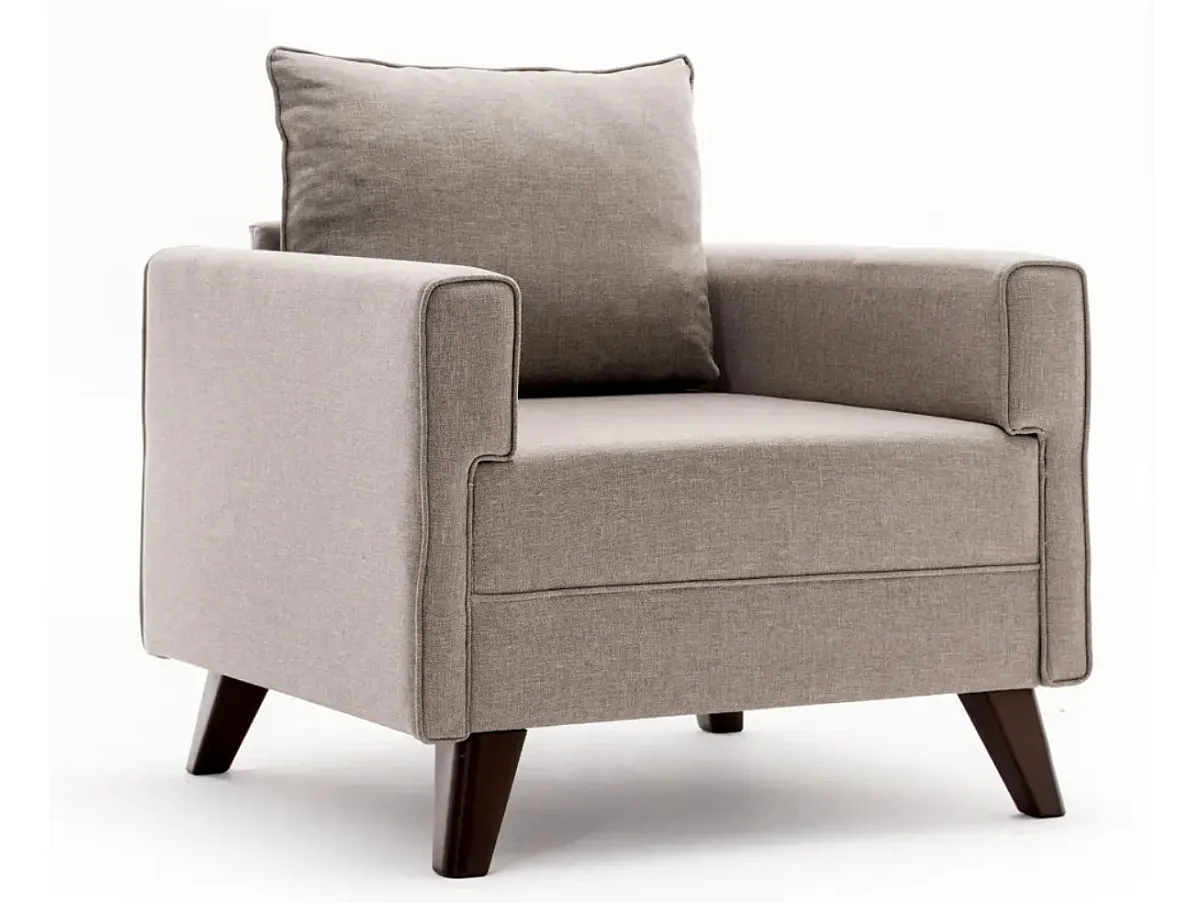 Fauteuil 1 place tissu beige Kandy 82cm