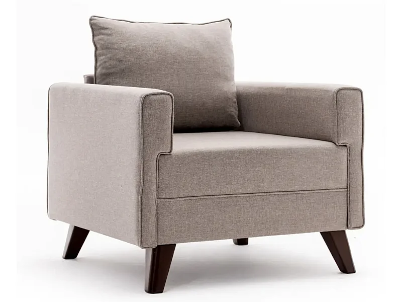Fauteuil 1 place tissu beige Kandy 82cm