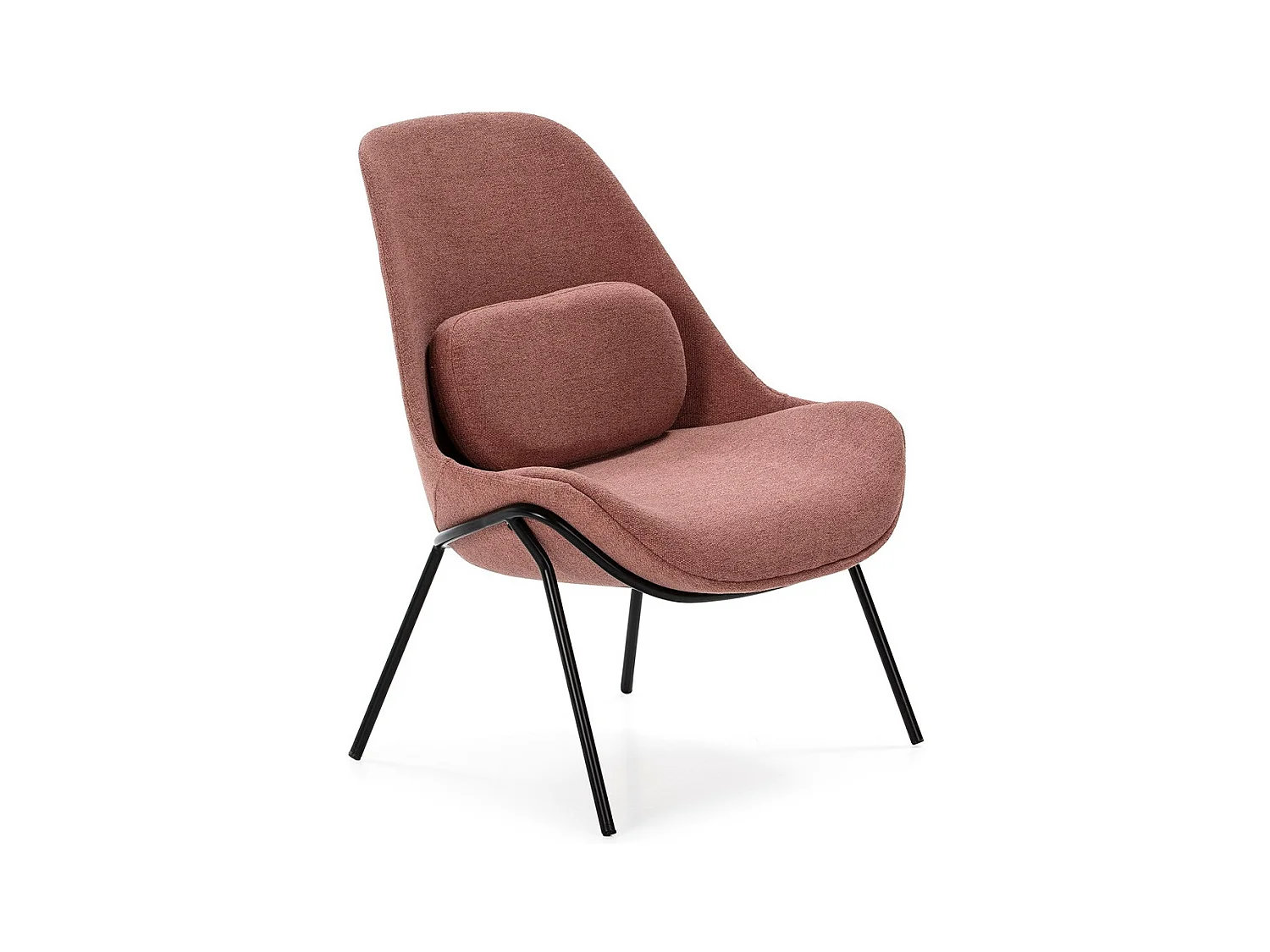 Fauteuil tissu rose et pieds métal noir Rica