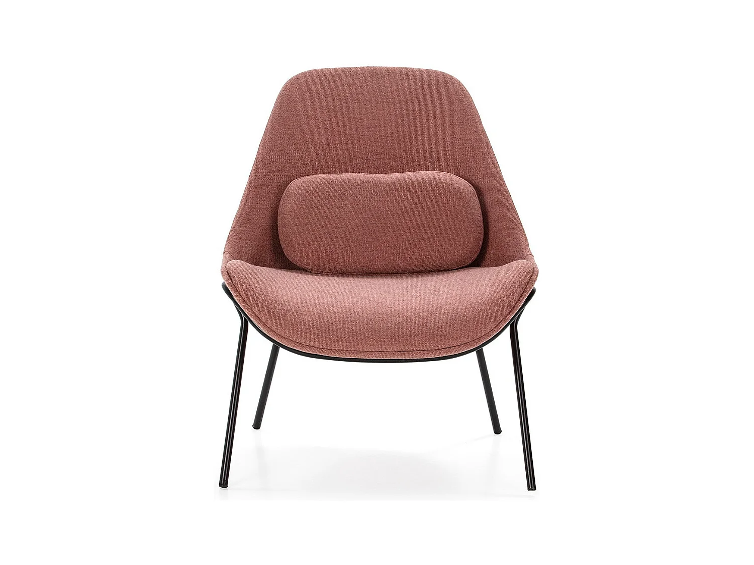 Fauteuil tissu rose et pieds métal noir Rica