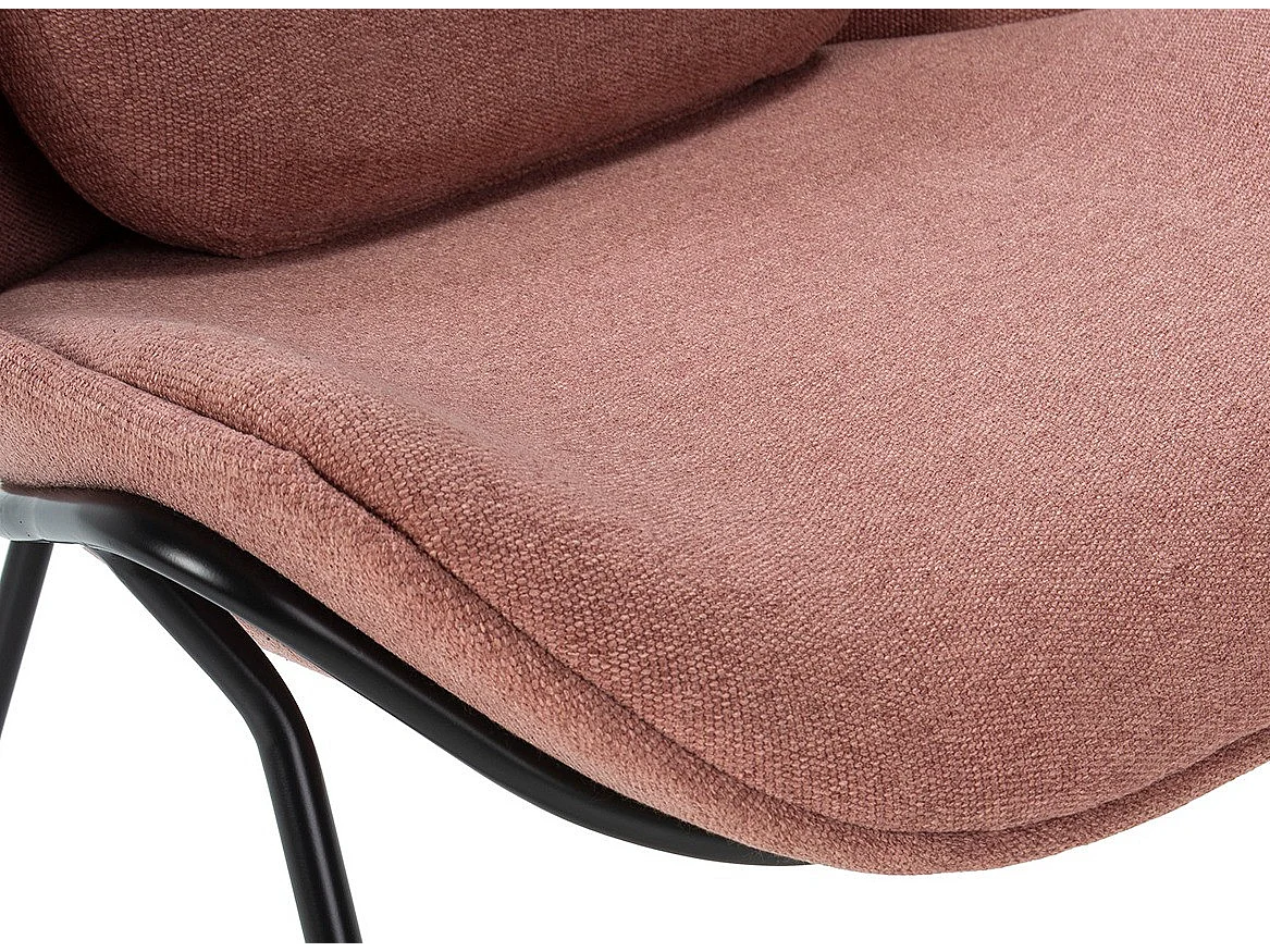 Fauteuil tissu rose et pieds métal noir Rica