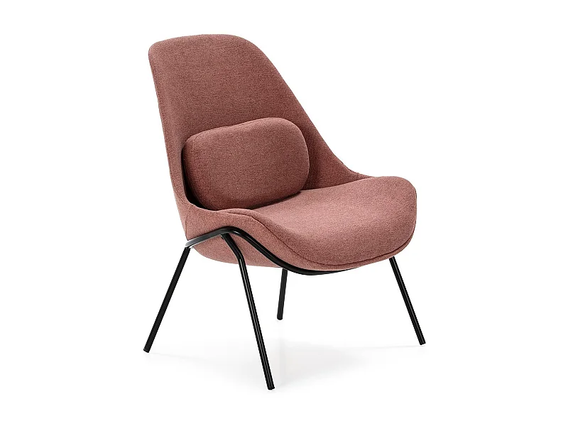 Fauteuil tissu rose et pieds métal noir Rica