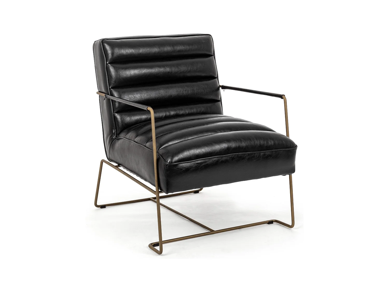 Fauteuil en simili cuir noir et pieds en acier Brina