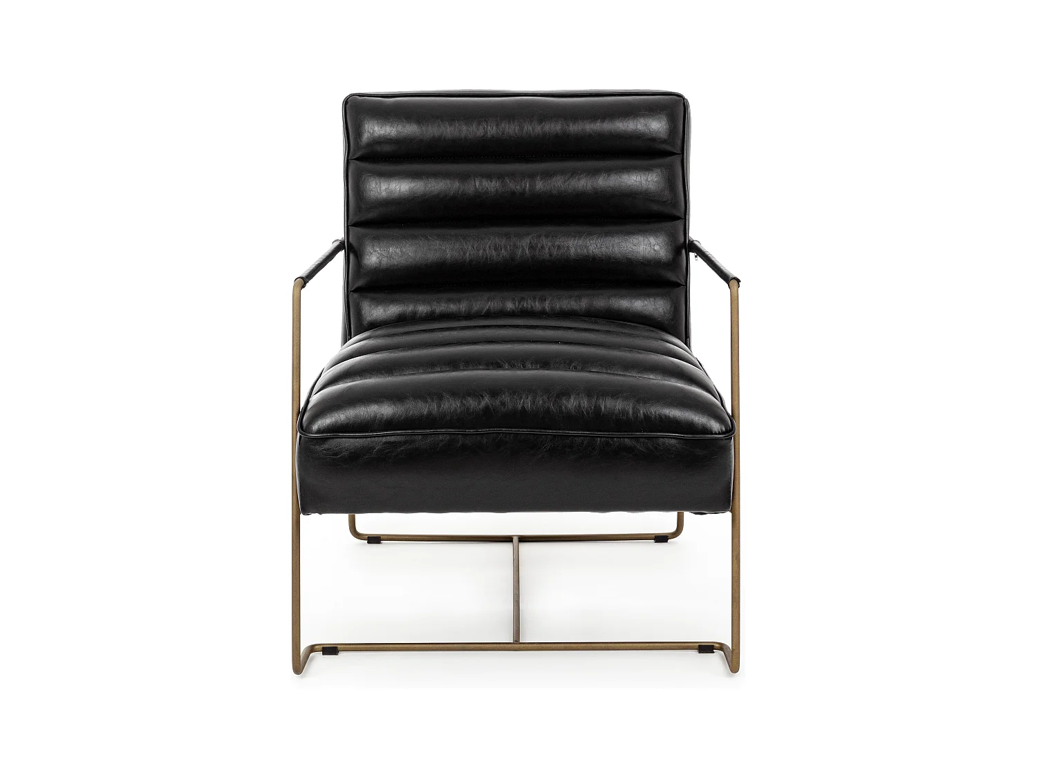 Fauteuil en simili cuir noir et pieds en acier Brina