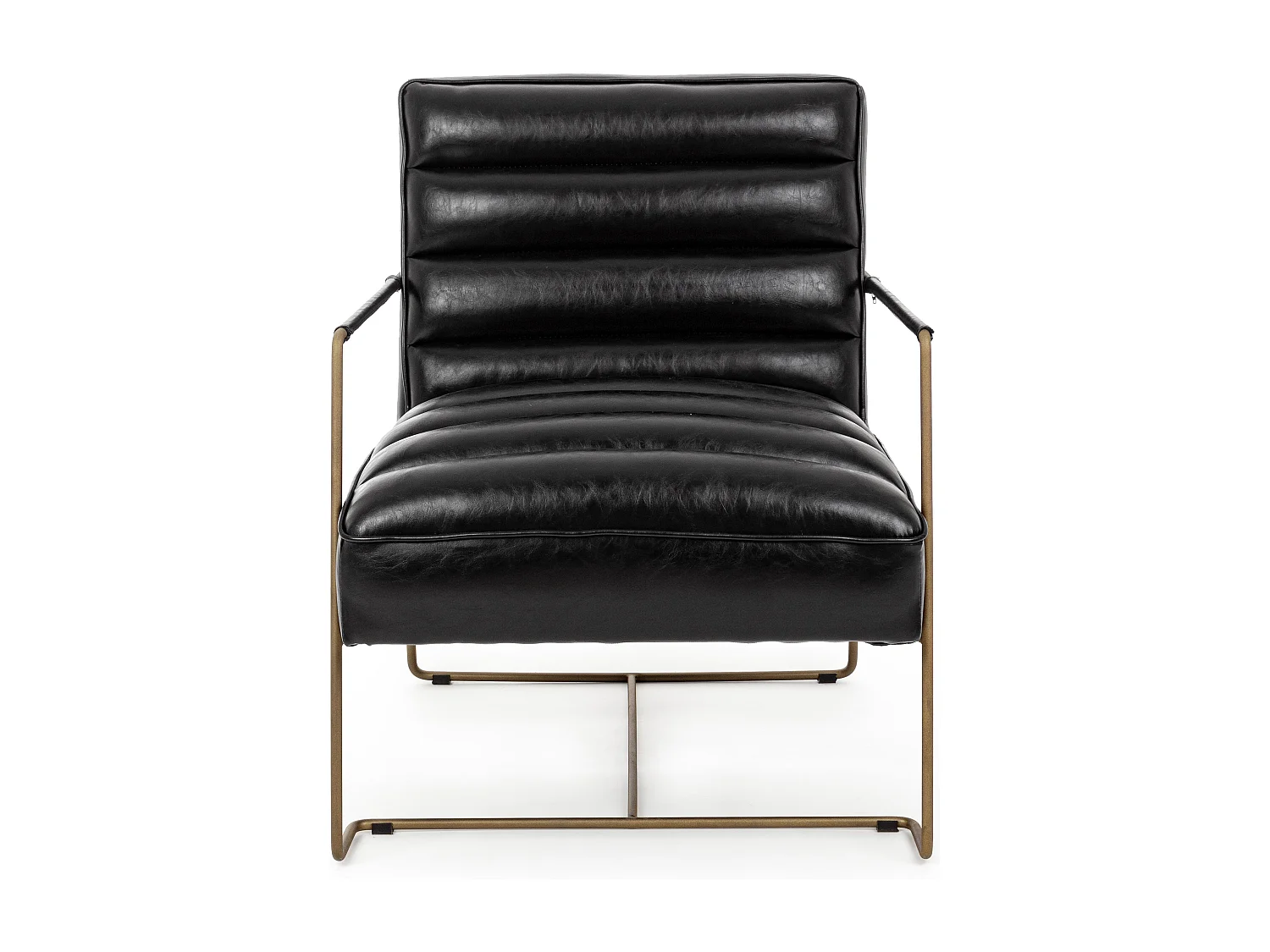 Fauteuil en simili cuir noir et pieds en acier Brina