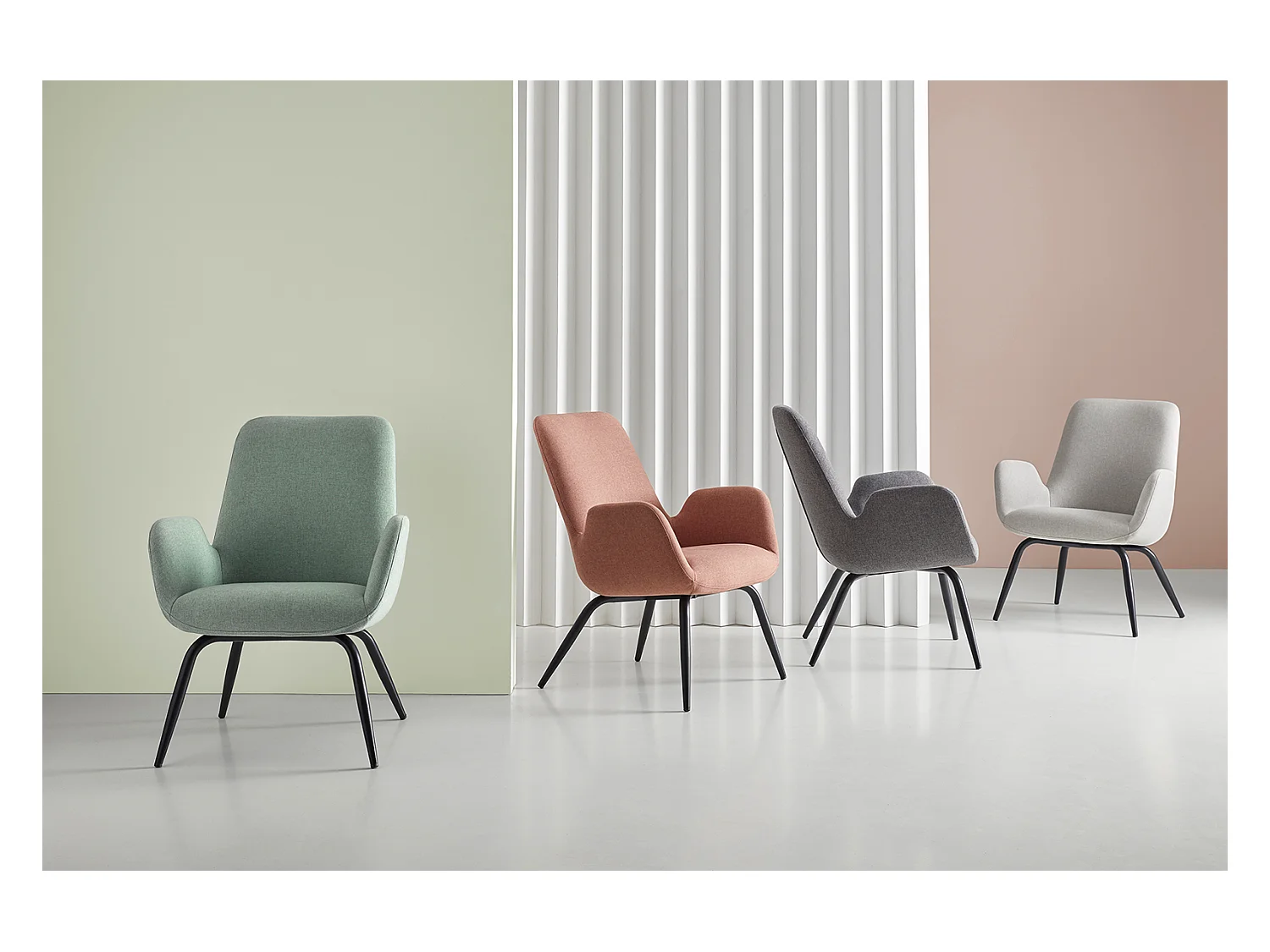 Fauteuil moderne tissu rouge corail Daly 66cm