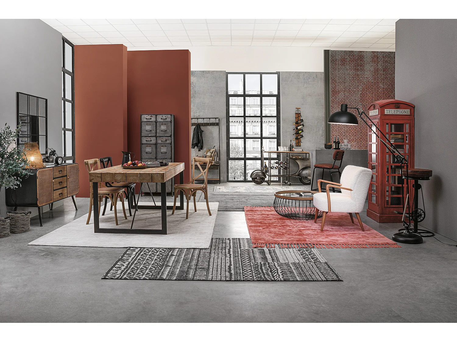 Fauteuil tissu crème effet laine et bois de hévéa Ritaz