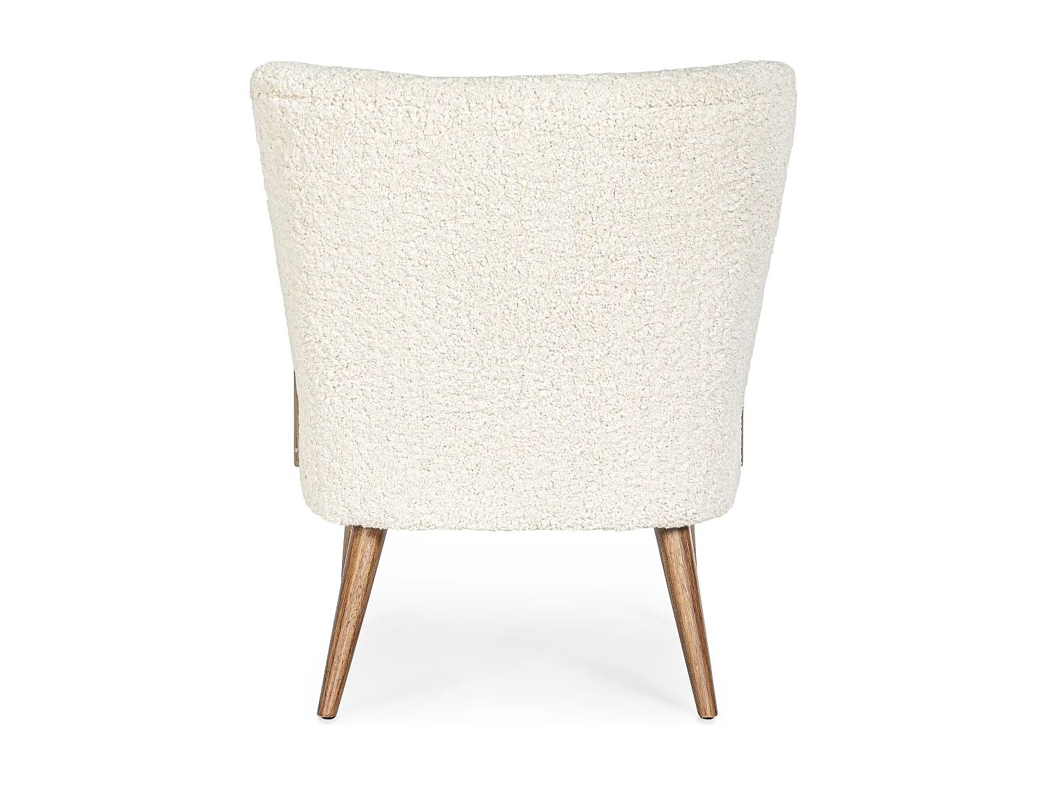 Fauteuil tissu crème effet laine et bois de hévéa Ritaz