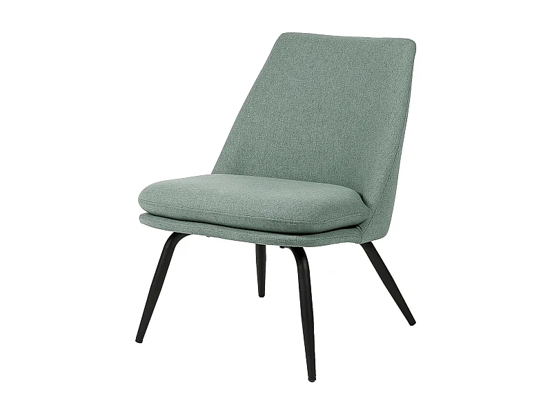 Fauteuil Mory - Confort moderne en tissu avec pieds métal noir-Vert céladon