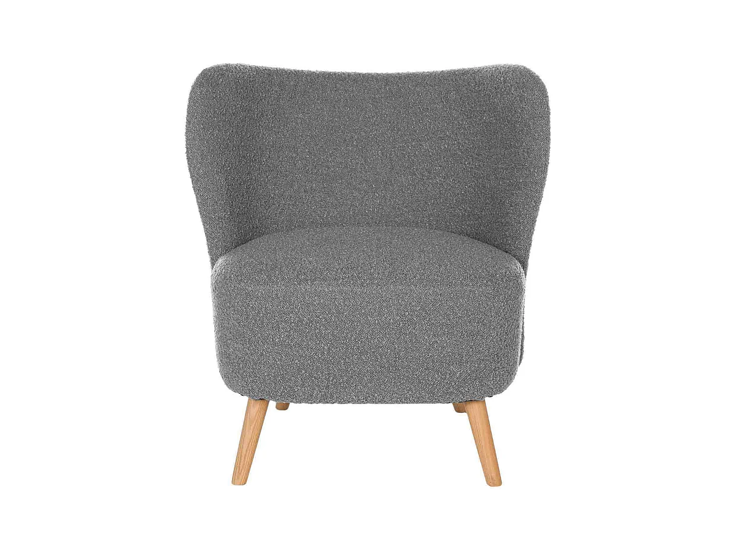 Fauteuil confortable tissu gris clair et pieds bois naturel Korta 75cm
