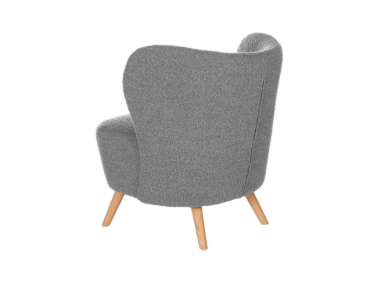 Fauteuil confortable tissu gris clair et pieds bois naturel Korta 75cm
