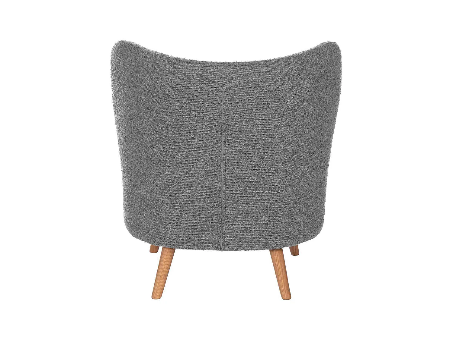 Fauteuil confortable tissu gris clair et pieds bois naturel Korta 75cm
