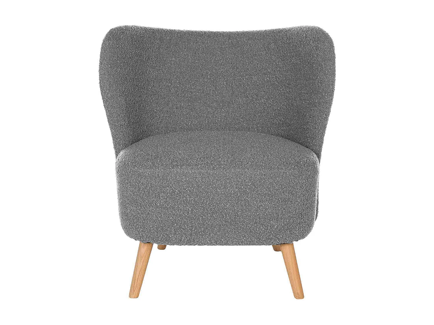 Fauteuil confortable tissu gris clair et pieds bois naturel Korta 75cm