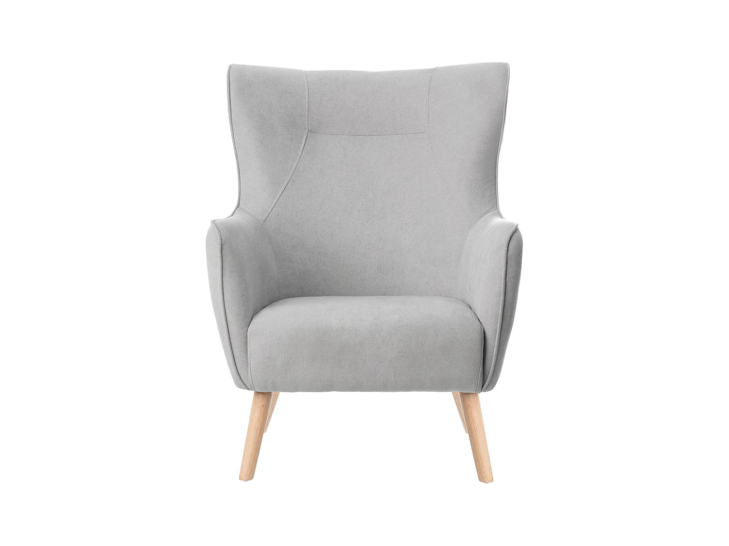 Fauteuil moderne dossier haut tissu gris clair Muky 77cm