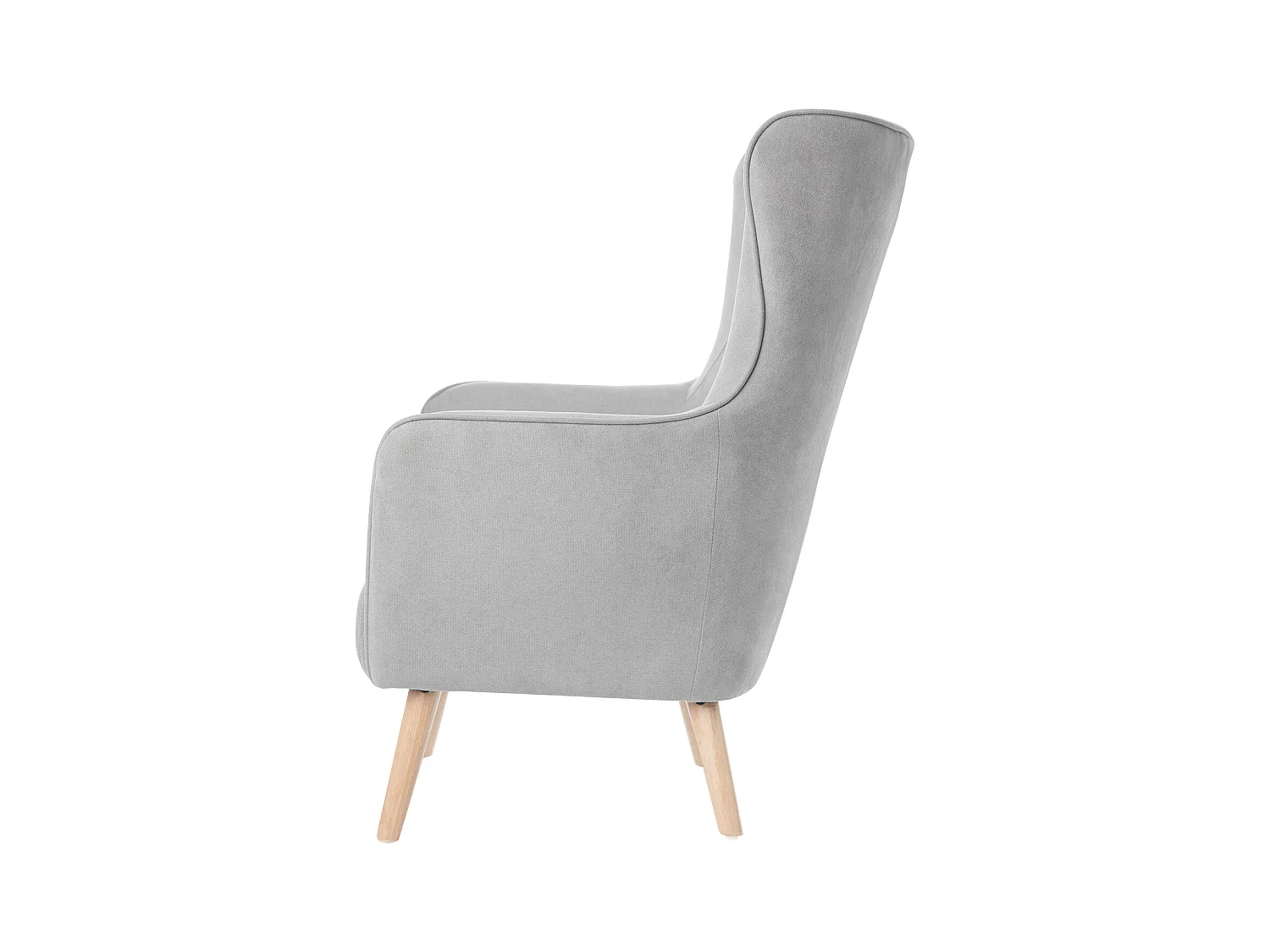 Fauteuil moderne dossier haut tissu gris clair Muky 77cm