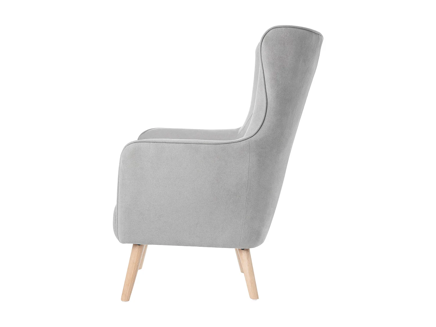 Fauteuil moderne dossier haut tissu gris clair Muky 77cm