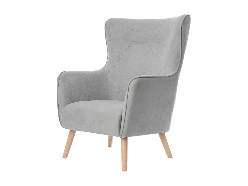 Fauteuil moderne dossier haut tissu gris clair Muky 77cm