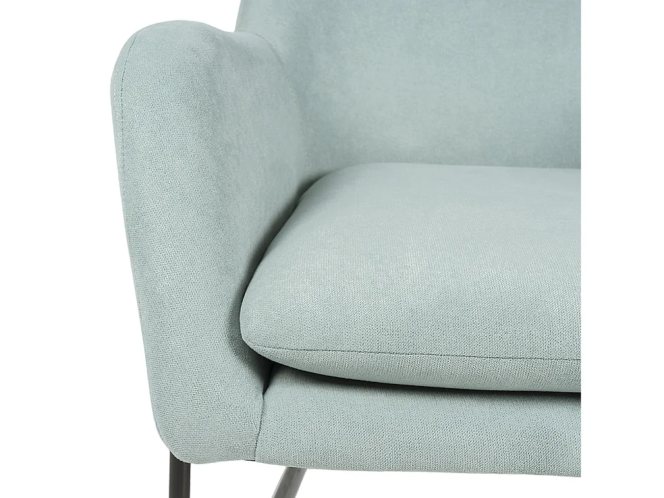 Fauteuil design tissu vert menthe Bouka 74cm