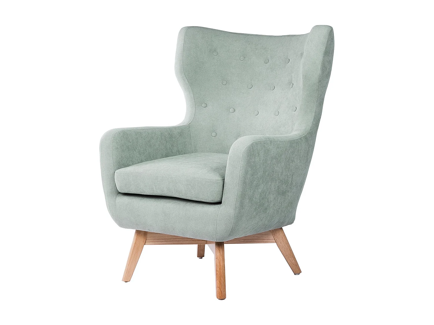 Fauteuil moderne dossier haut tissu vert menthe Egga 77cm