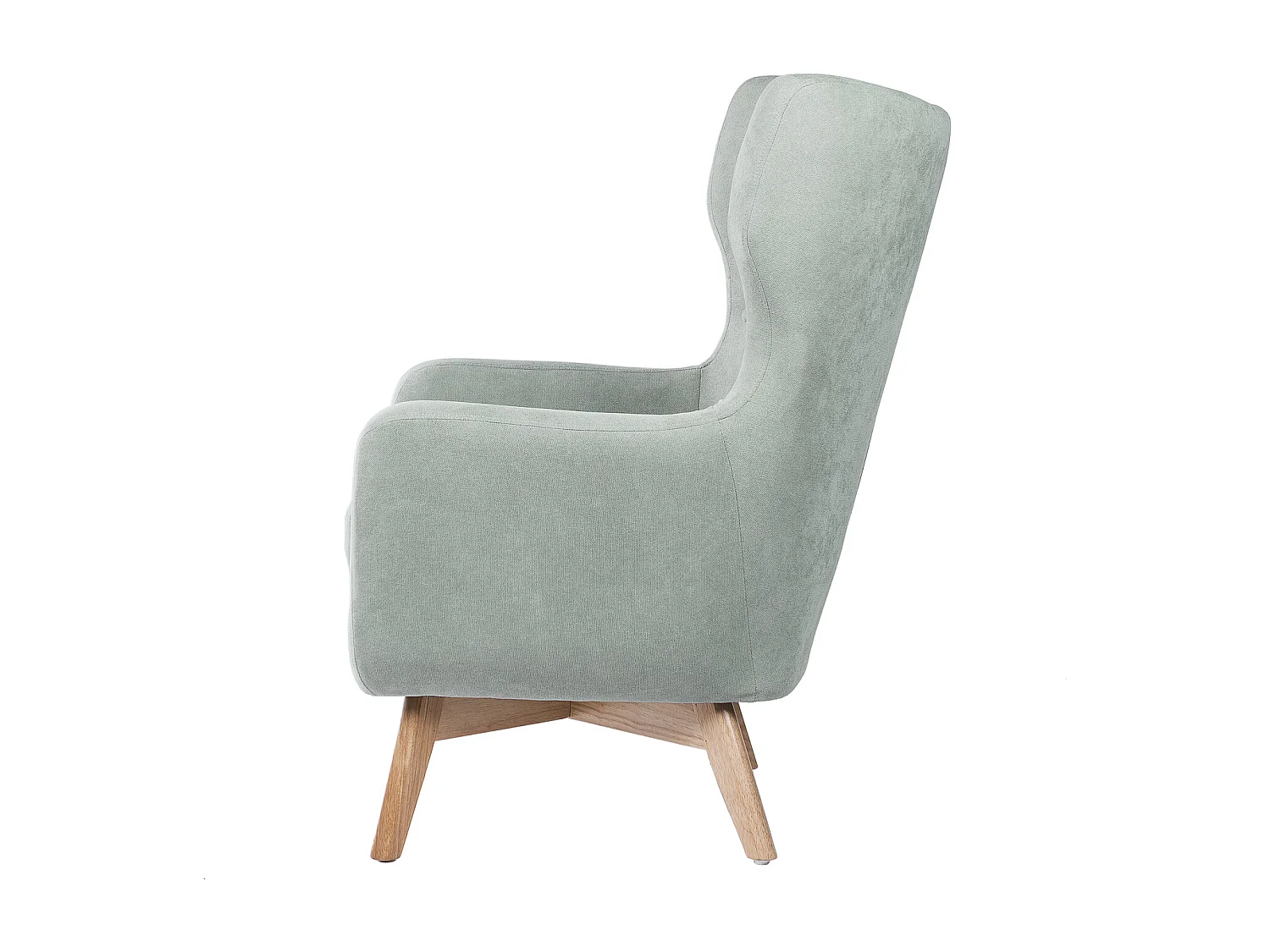 Fauteuil moderne dossier haut tissu vert menthe Egga 77cm