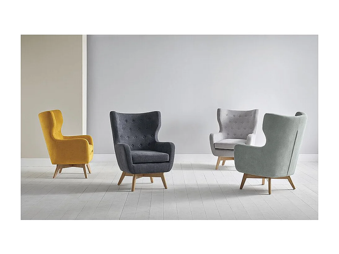 Fauteuil moderne dossier haut tissu vert menthe Egga 77cm