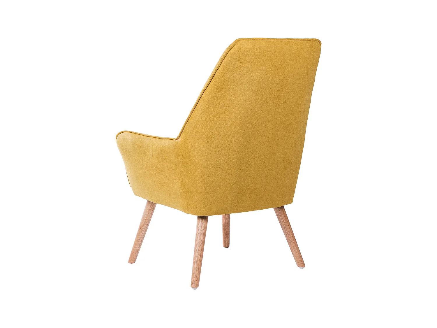 Fauteuil velours avec pieds légèrement en bois naturel Baky-Jaune curry