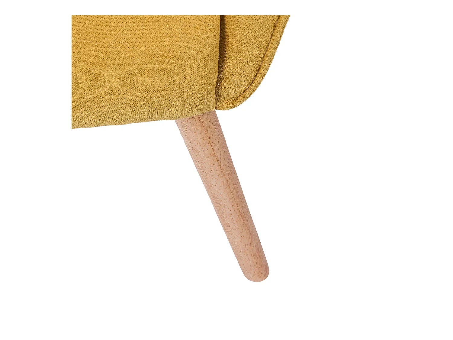 Fauteuil velours avec pieds légèrement en bois naturel Baky-Jaune curry