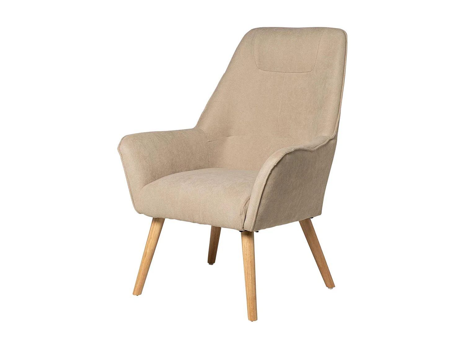 Fauteuil velours avec pieds légèrement en bois naturel Baky-Jaune curry