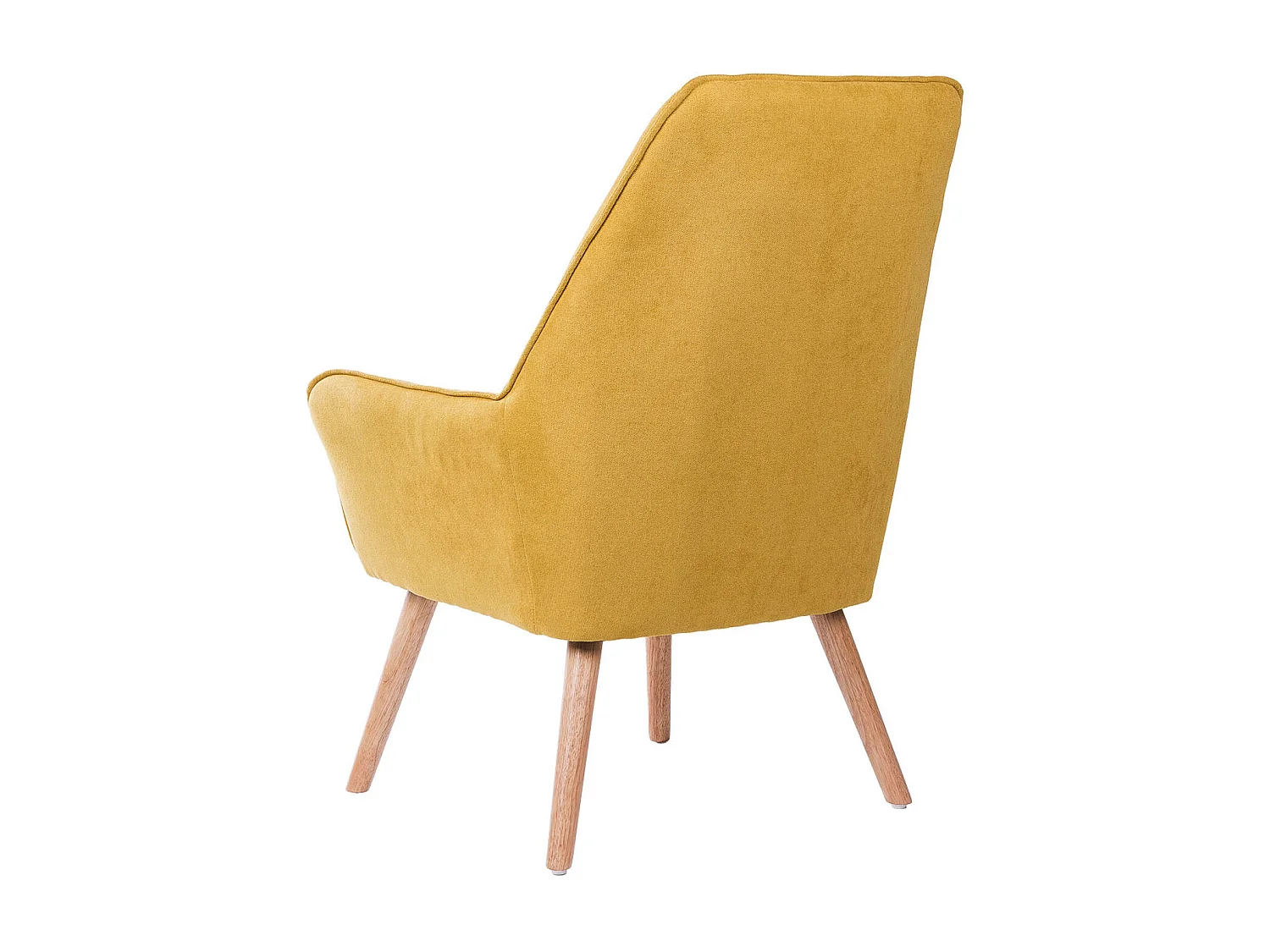 Fauteuil velours avec pieds légèrement en bois naturel Baky-Jaune curry