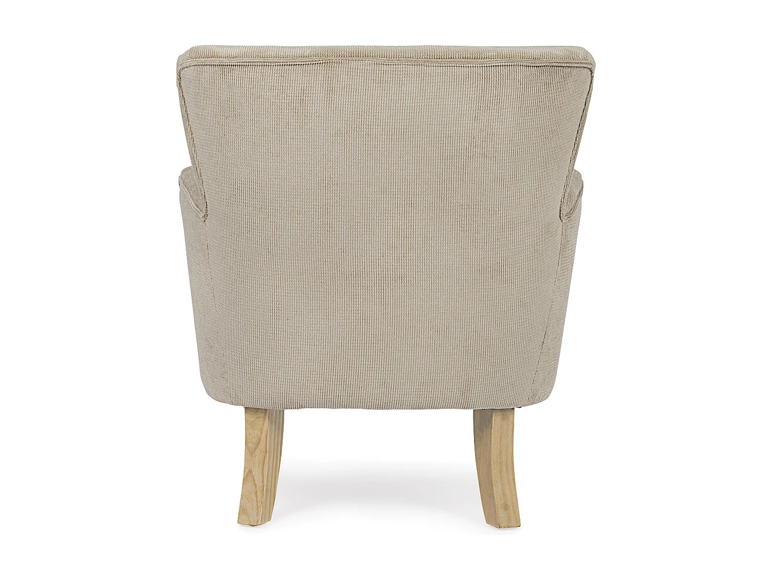 Fauteuil tissu doux tourterelle et pieds en bois de sapin Kania 72cm