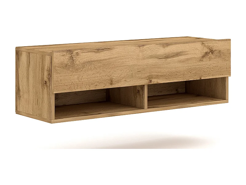 Meuble TV suspendu 1 porte bois clair Kestane 100cm