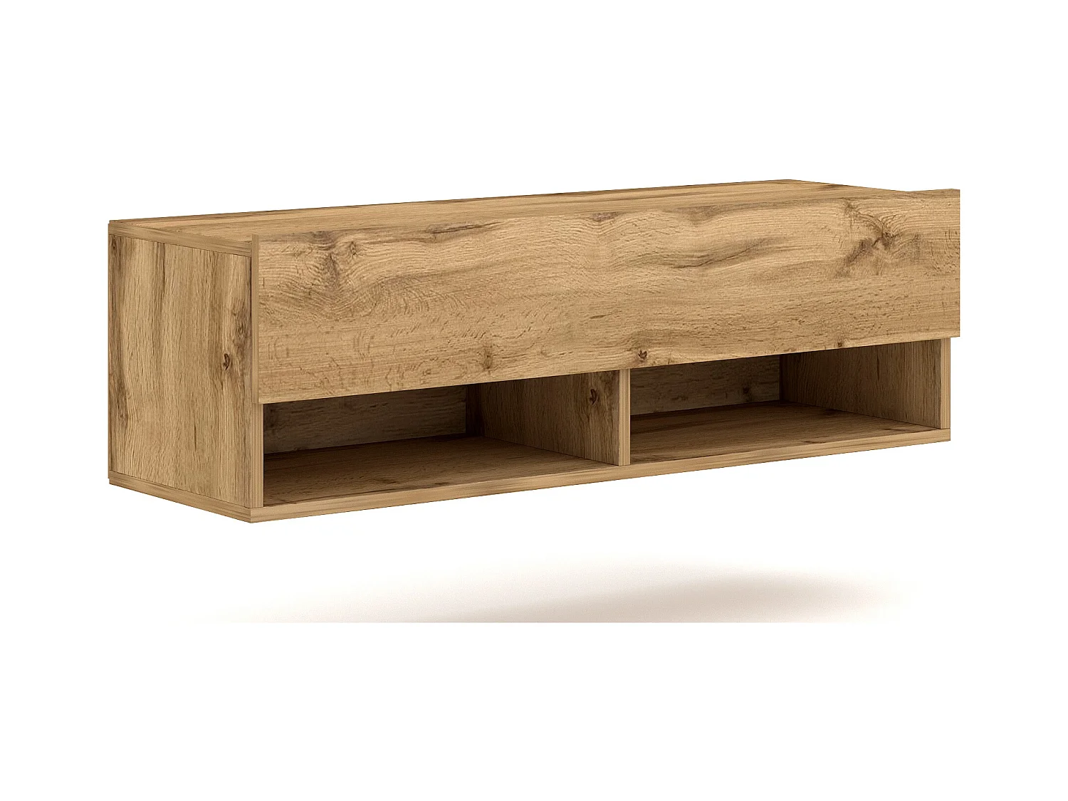 Meuble TV suspendu 1 porte bois clair Kestane 100cm