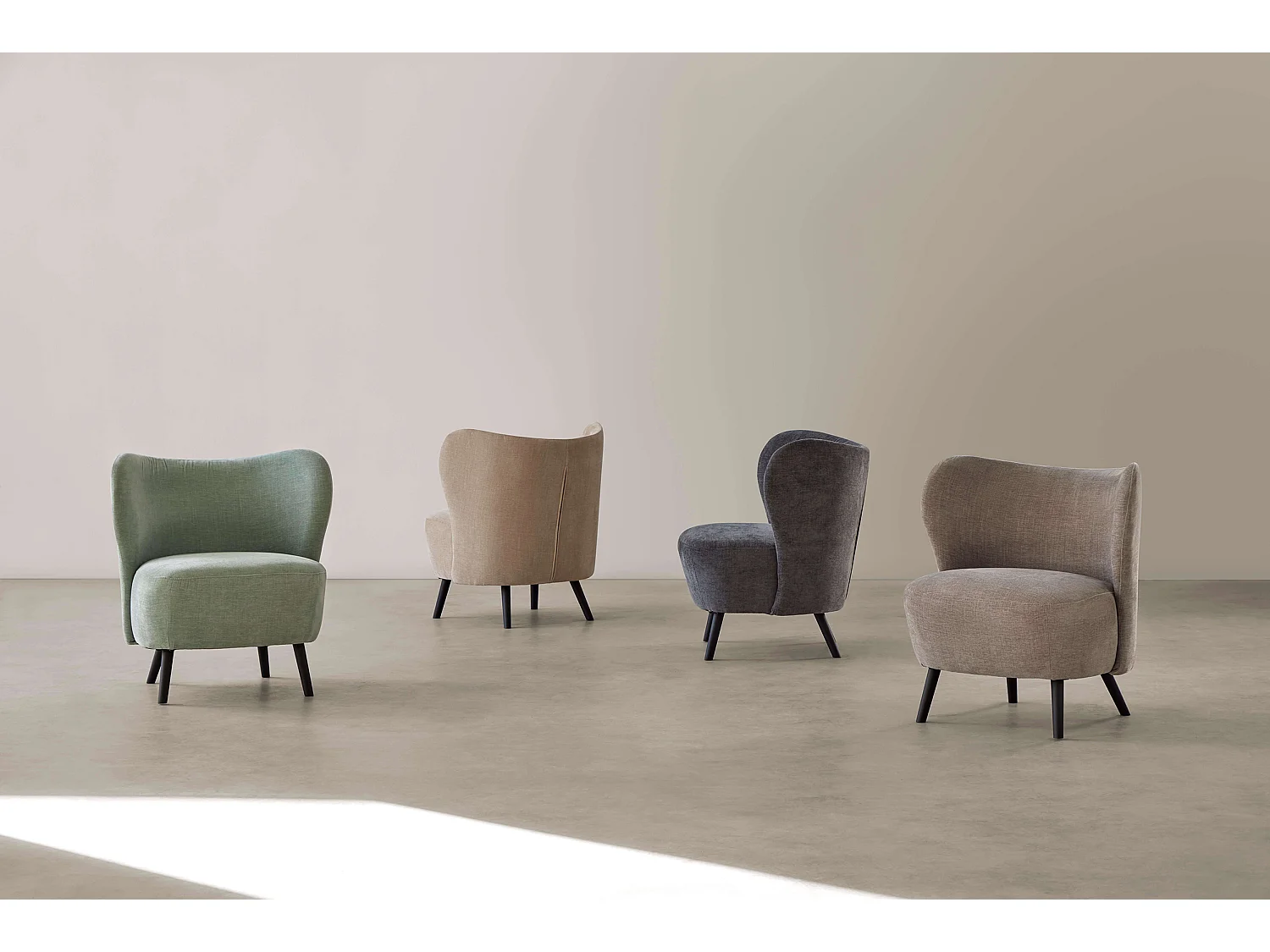 Fauteuil confortable tissu vert menthe Korta 75cm