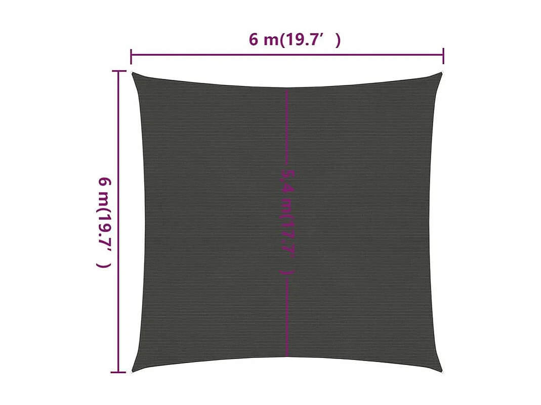 Voile d'ombrage 160 g-m² Anthracite 6x6 m PEHD