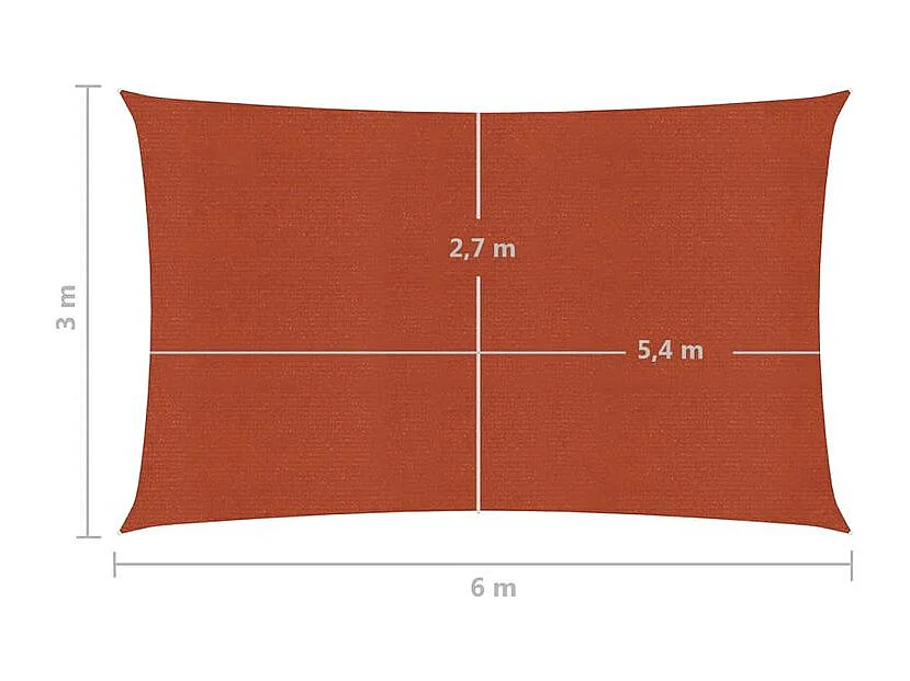 Voile d'ombrage 160 g-m² Terre cuite 3x6 m PEHD
