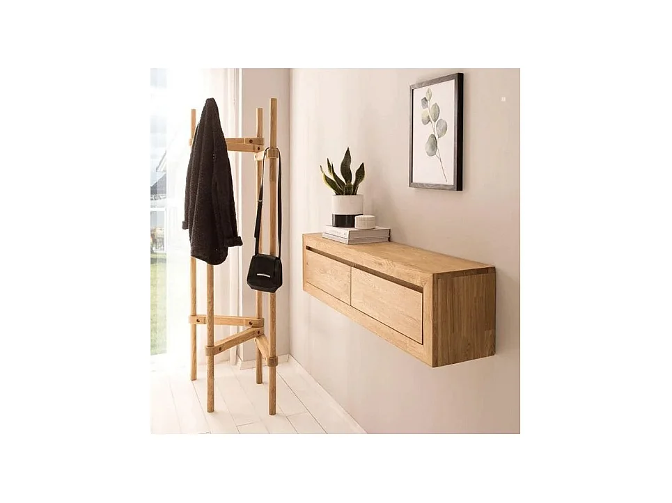 Mueble TV suspendido Venida de roble macizo blanqueado 120 cm