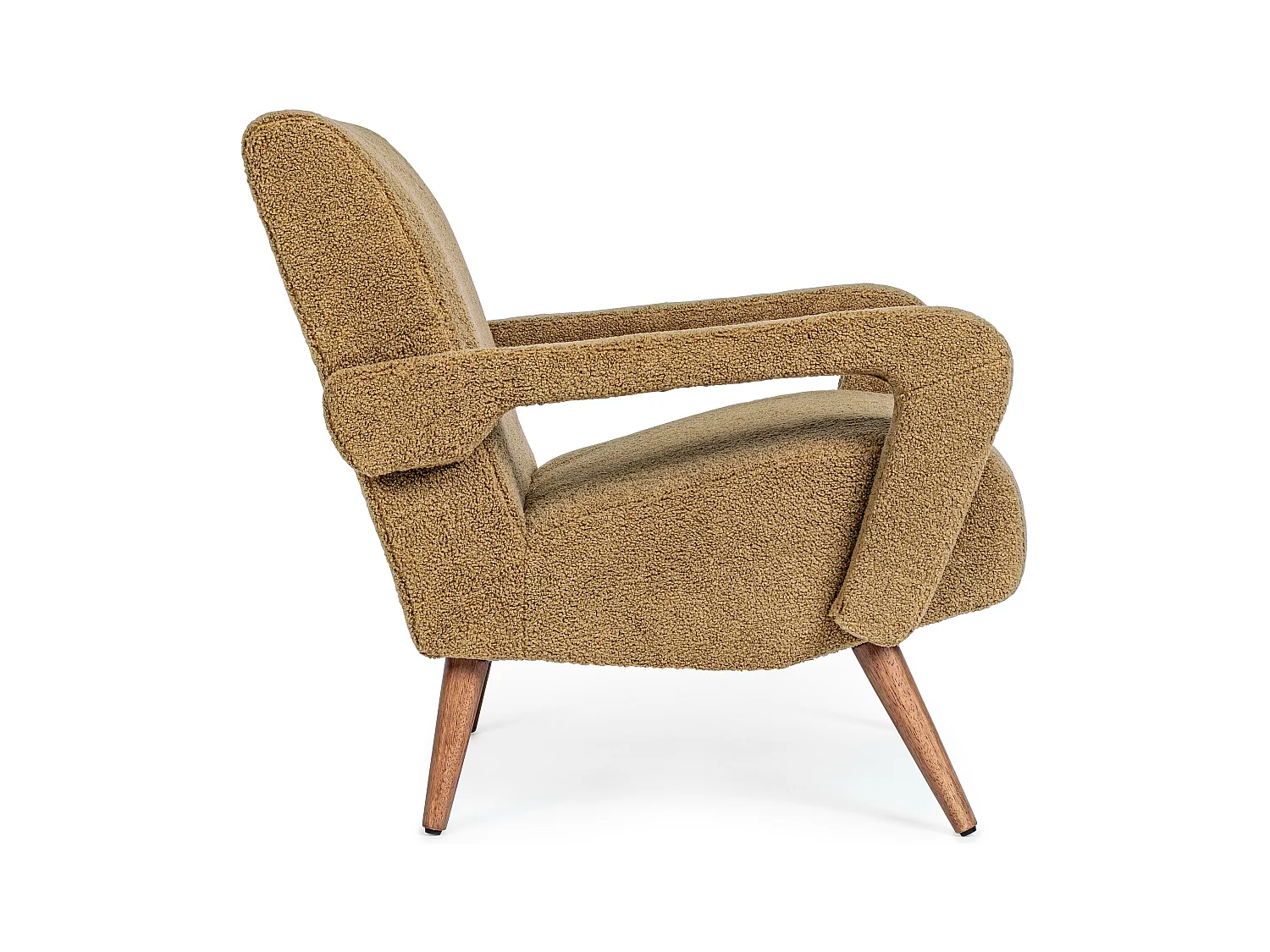 Fauteuil en polyester effet laine marron clair Bagy
