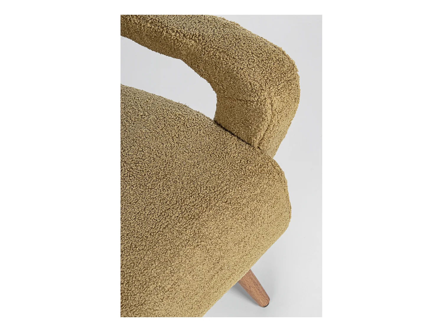 Fauteuil en polyester effet laine marron clair Bagy