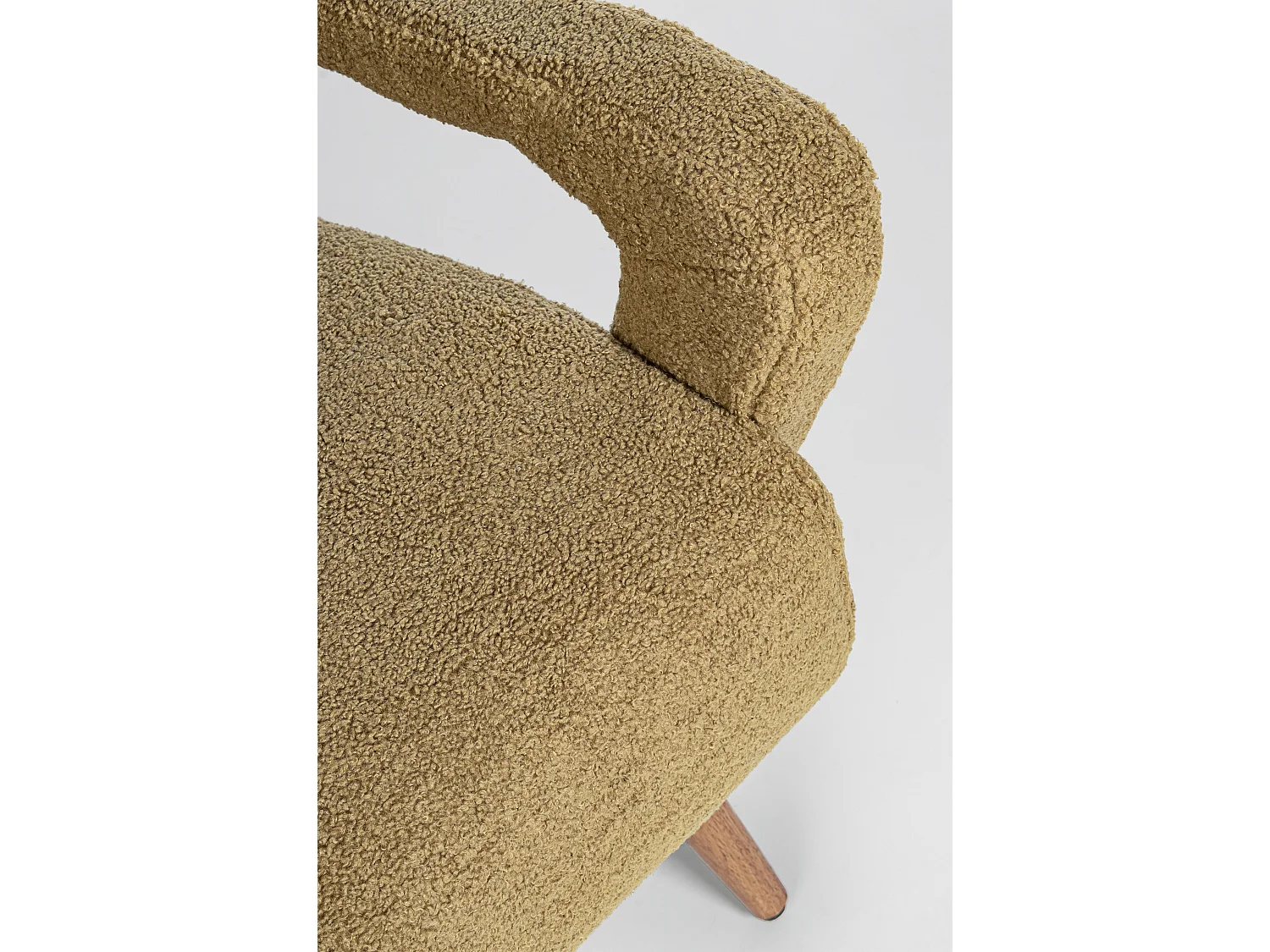 Fauteuil en polyester effet laine marron clair Bagy