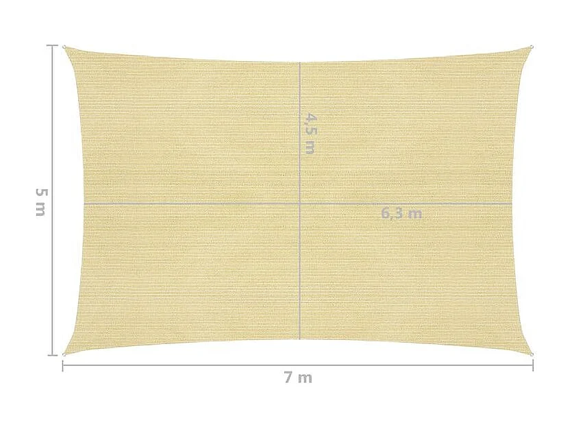 Voile d'ombrage 160 g-m² Beige 5x7 m PEHD
