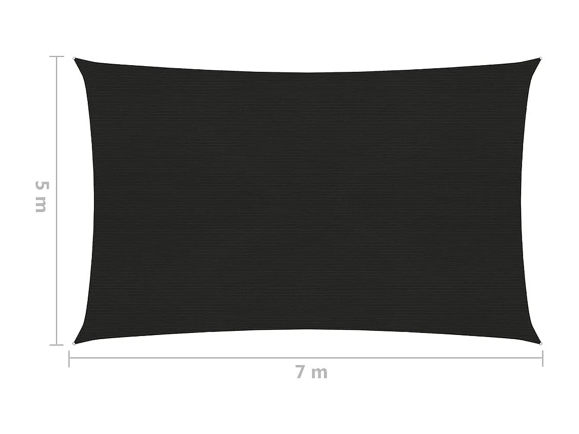 Voile d'ombrage 160 g-m² Noir 5x7 m PEHD