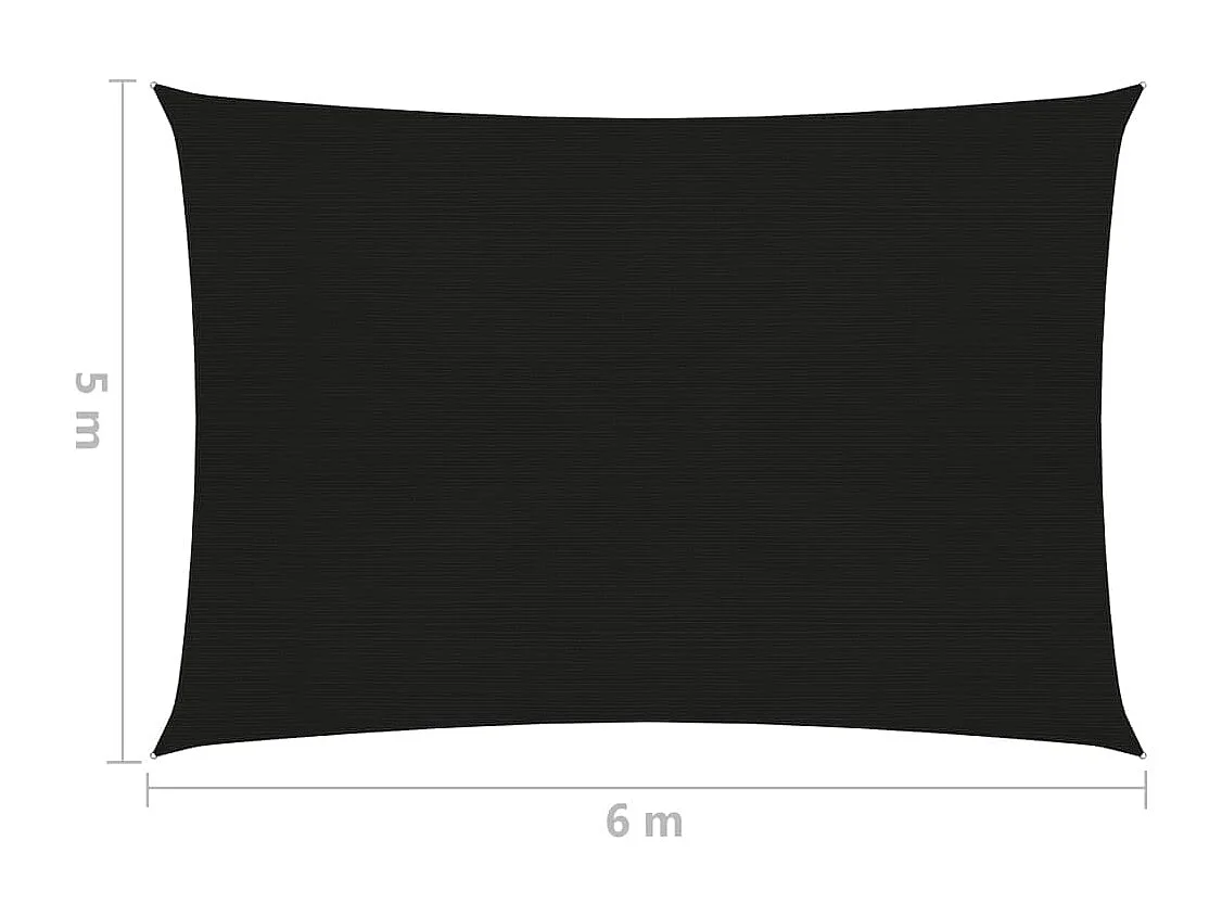 Voile d'ombrage 160 g-m² Noir 5x6 m PEHD