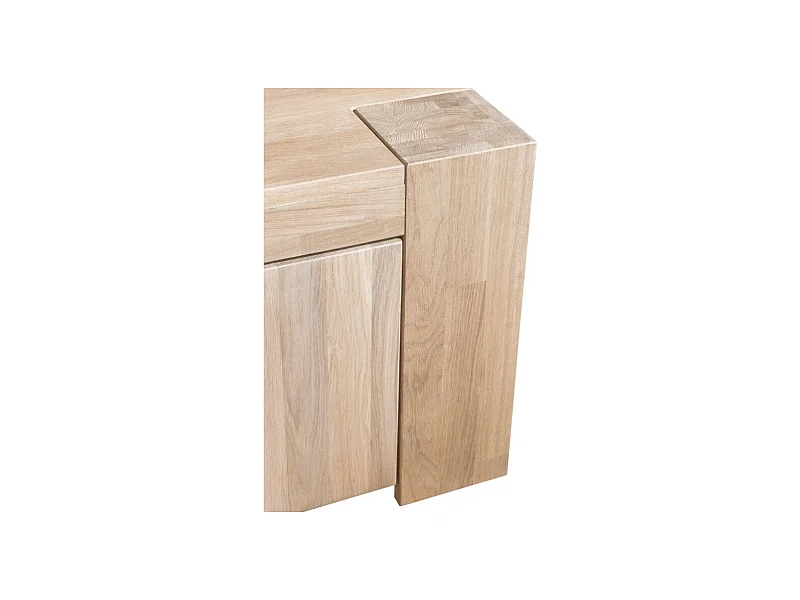 Meuble TV en chêne massif blanchi 1 porte 2 tiroirs Nordo 168cm