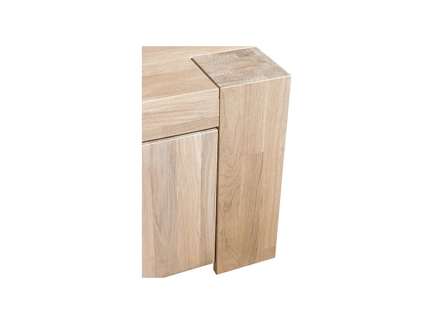 Meuble TV en chêne massif blanchi 1 porte 2 tiroirs Nordo 168cm