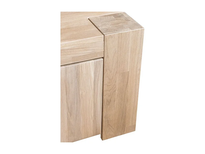 Mueble TV Nordo roble macizo blanqueado 1 puerta 2 cajones 168 cm