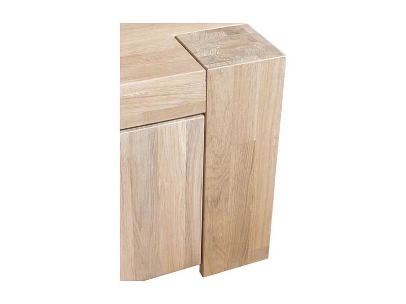 Mueble TV Nordo roble macizo blanqueado 1 puerta 2 cajones 168 cm