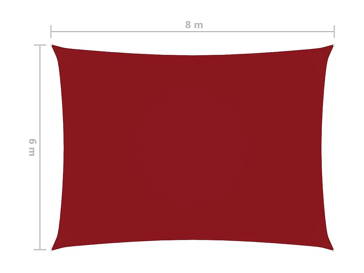 Voile de parasol Tissu Oxford rectangulaire 6x8 m Rouge